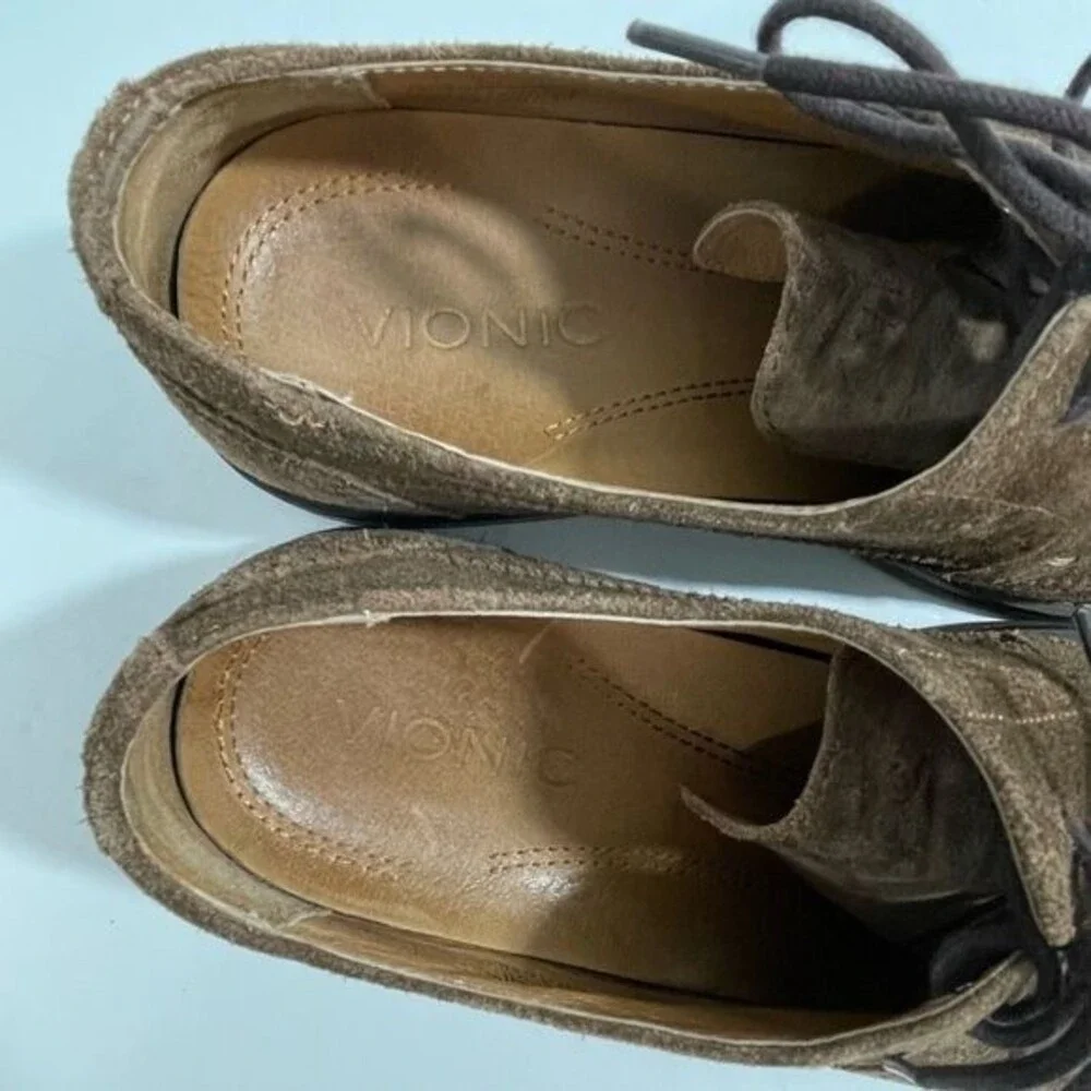 Vionic Men's Leather Suede Bruno Oxford Shoes Brown‎ Size 9.5